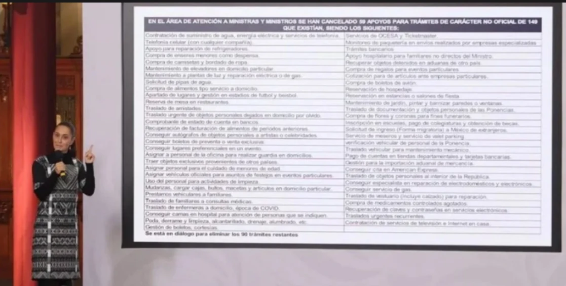Sheinbaum exhibe lujos de exministros y destaca reducción de privilegios en la Corte