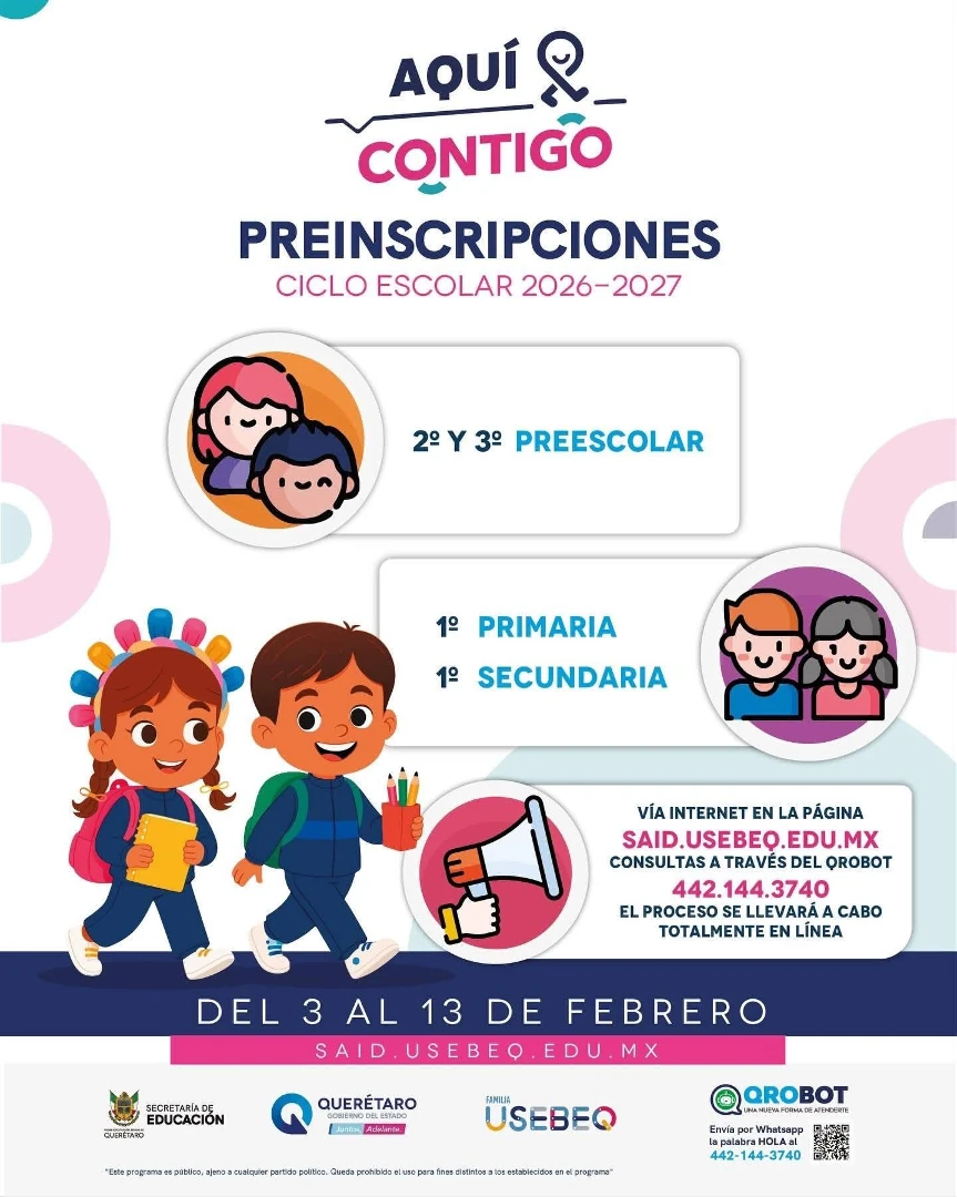 USEBEQ abre periodo de preinscripciones para el ciclo escolar 2026–2027