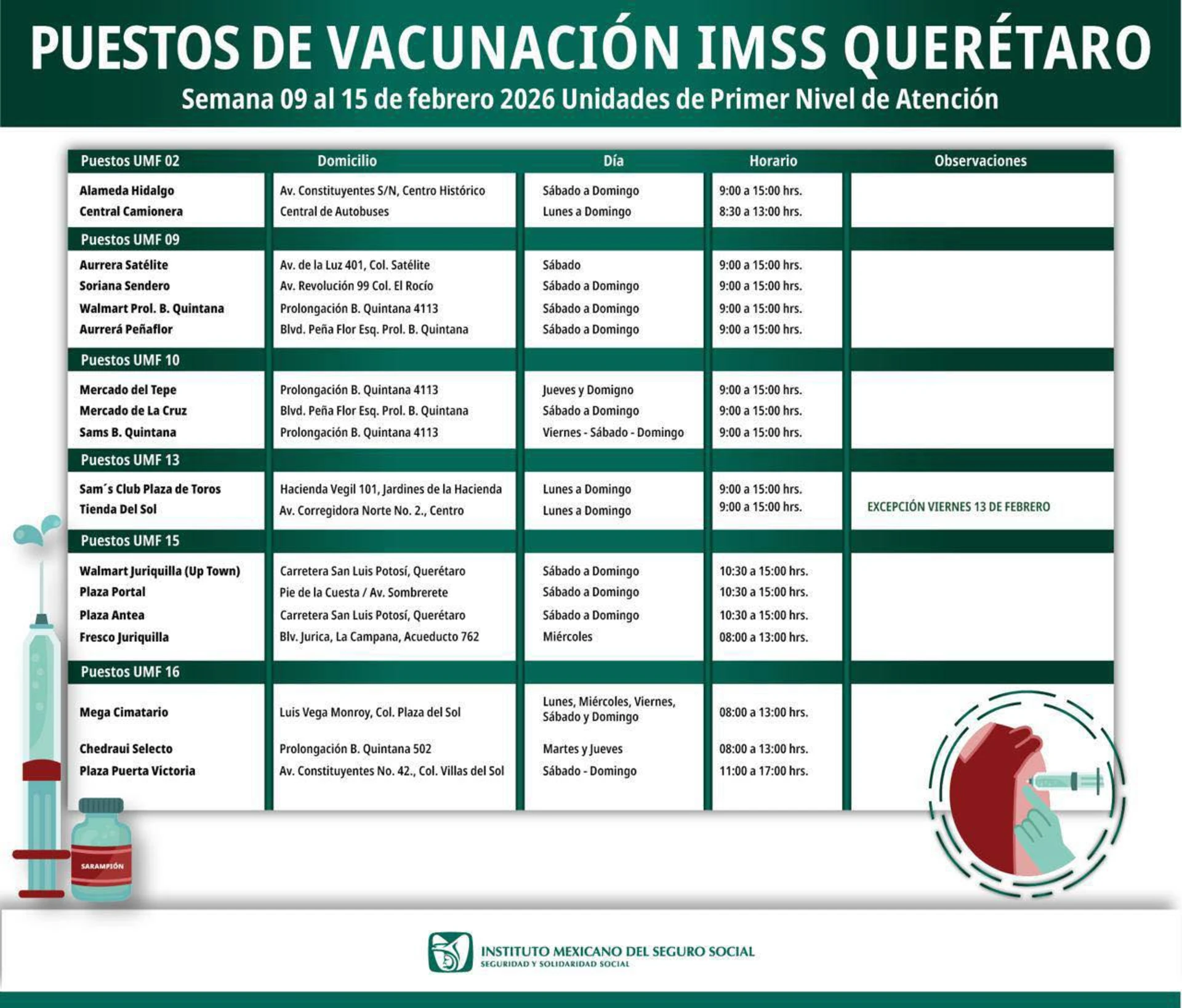 📰 IMSS habilita módulos de vacunación contra el sarampión en distintos puntos de Querétaro