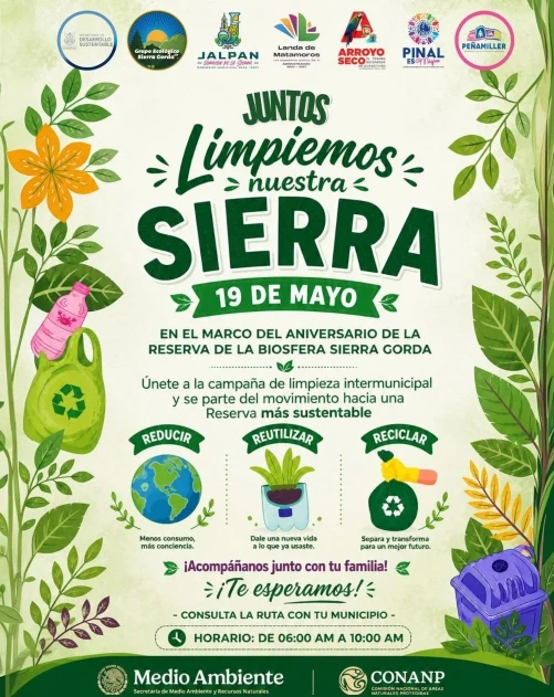 🌿 LLAMAN A JORNADA DE LIMPIEZA EN LA SIERRA GORDA POR ANIVERSARIO DE LA RESERVA DE LA BIOSFERA.